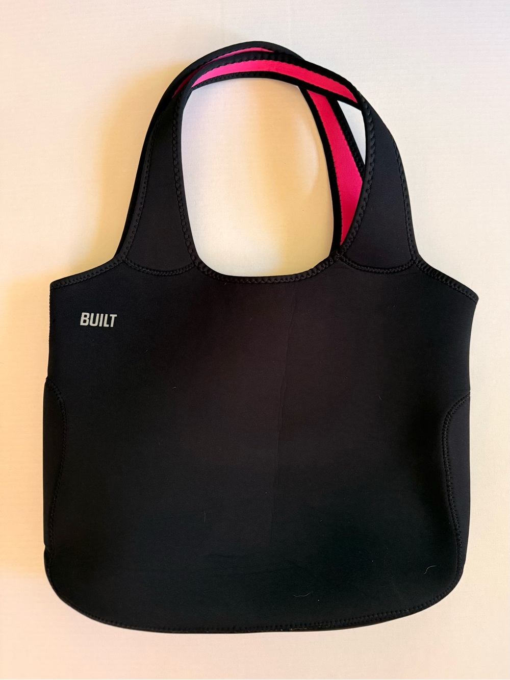 Gorgeous BUILT NY Neoprene Essential Laptop Tote Bag Black Hot Pink Straps
